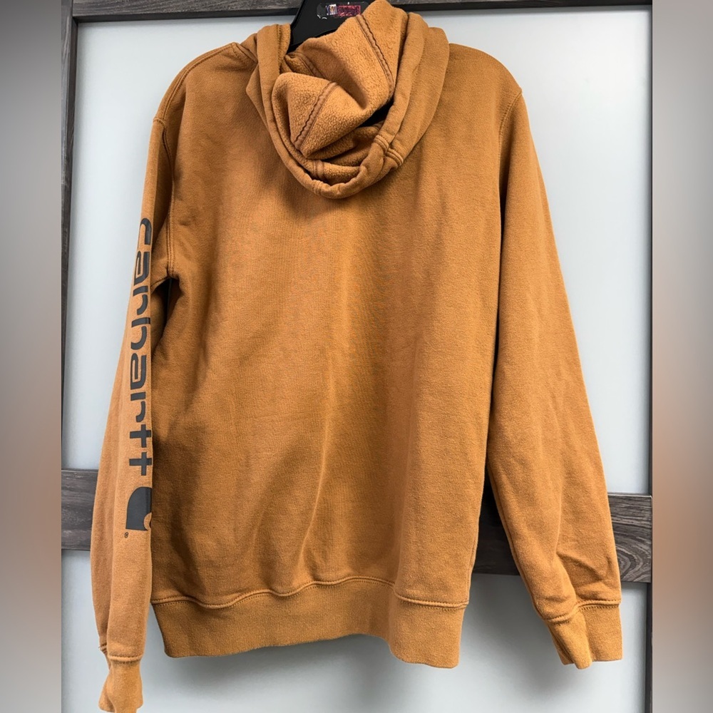 Carhartt Men's Caramel Brown Logo Sleeve Hooded Sweatshirt - Picture 5 of 5